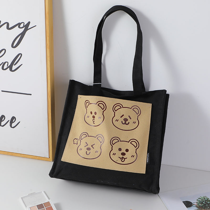 Borsa a tracolla con testa d'orso, nero