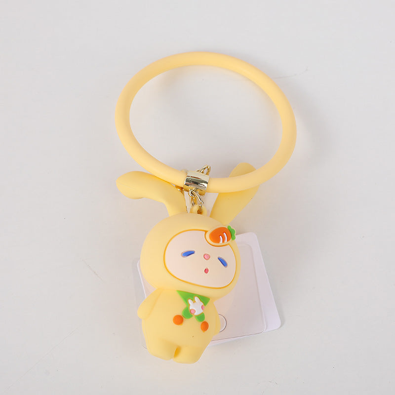 Orecchie di coniglio gonfiabili in silicone decompressione portachiavi divertente