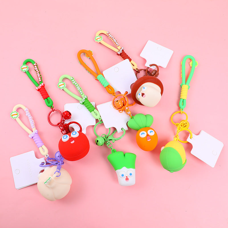 Catena portachiavi in stile "Screaming vegetables squeezing eye-popping"