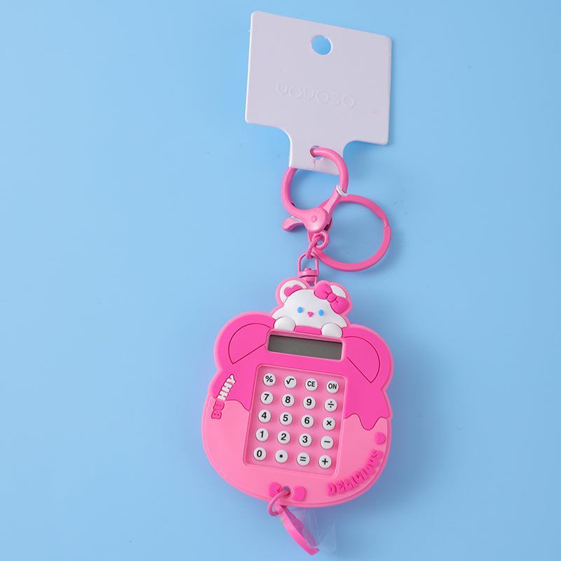 Portachiavi con calcolatrice per coniglio Bibi e orso Didi