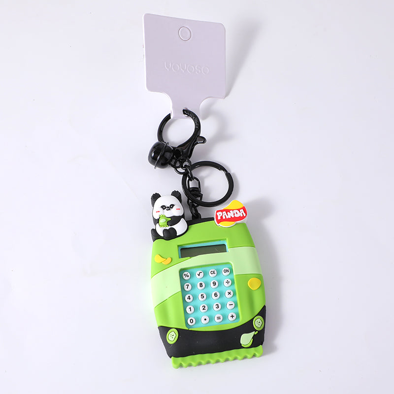 Portachiavi funzionale con calcolatrice del panda grasso che sta a casa