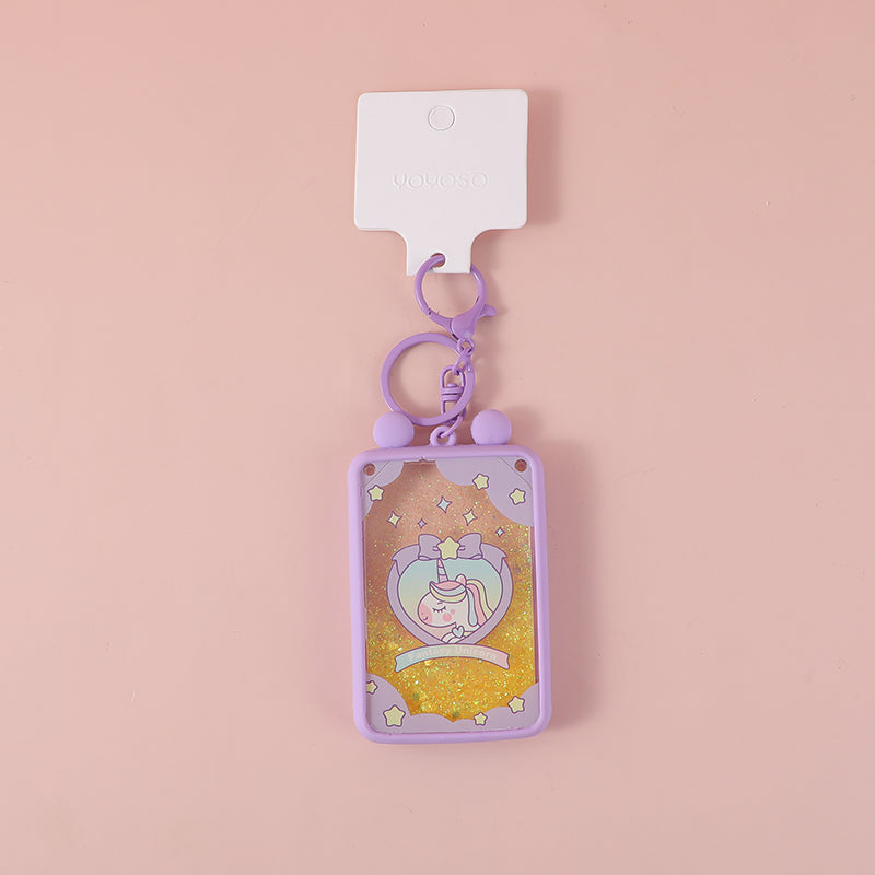 Portachiavi con cavallino di cristallo riempito d'olio