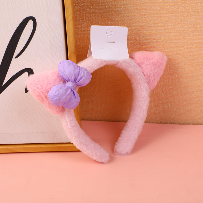 Cerchietti per capelli stereoscopica con fiocco e orecchie carine