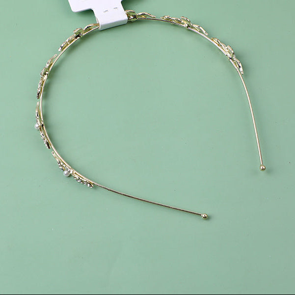 Cerchietti per capelli in lega di perle e strass alla moda-5