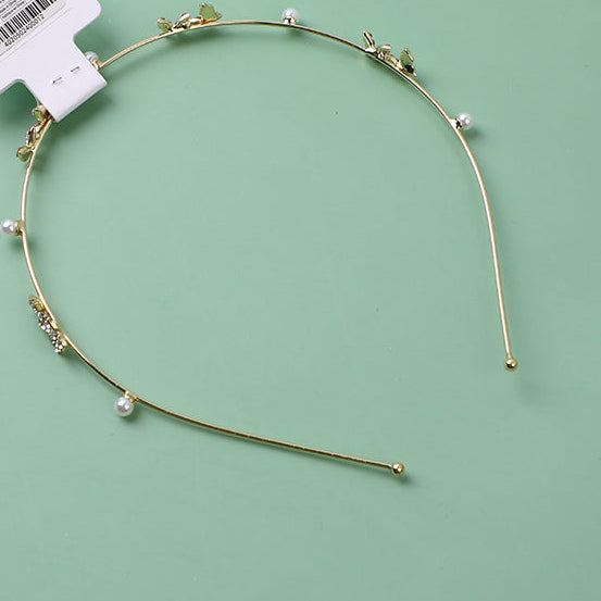 Cerchietti per capelli in lega di perle di strass moda-11