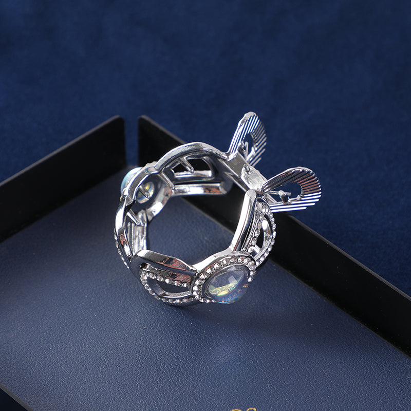 Fermaglio Tondo in Lega con Dettagli in Vetro