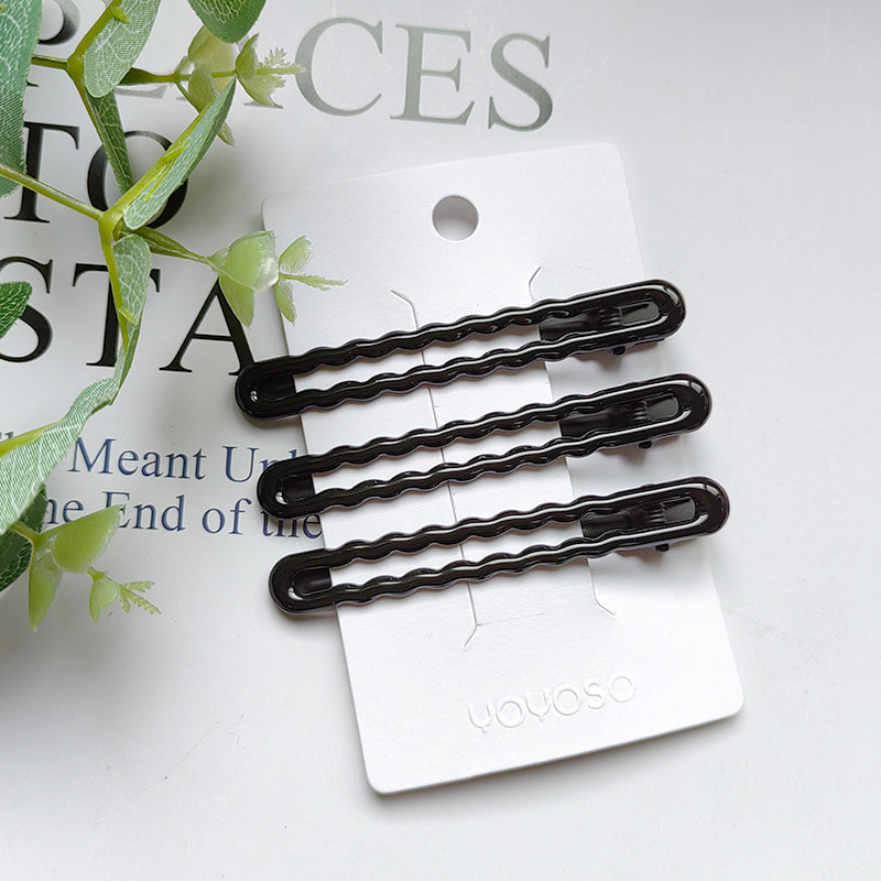 Clip a becco d'anatra ondulato nero lucido - 3 pz