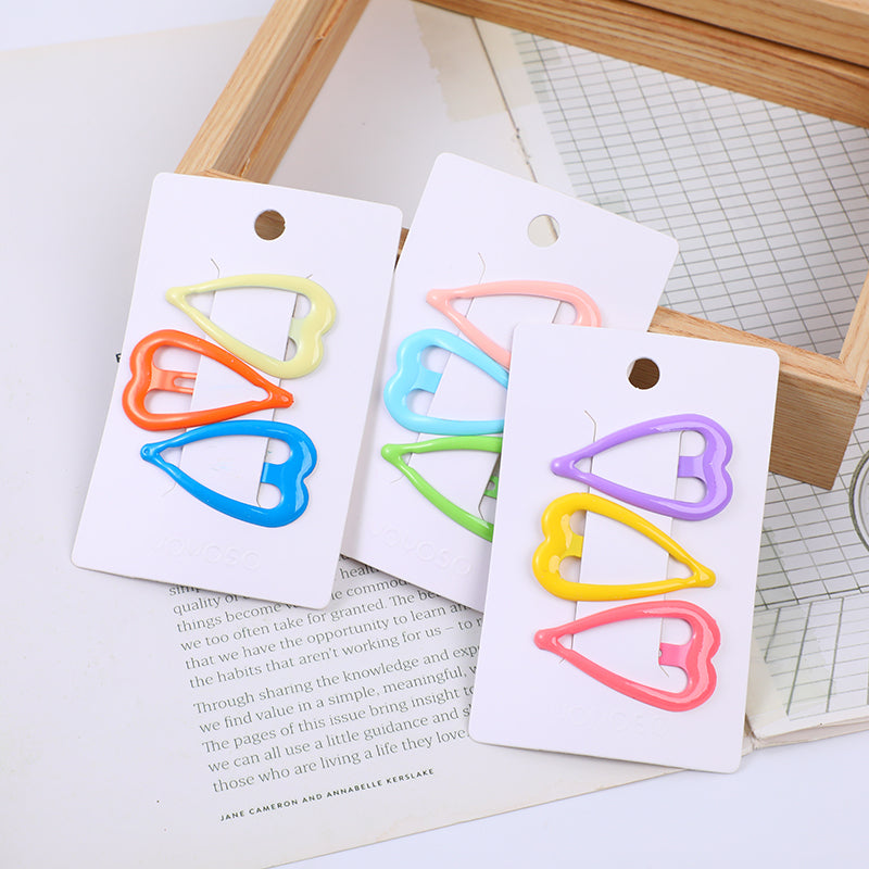 Fermaglio per capelli a cuore colorato Expoxy 3pz