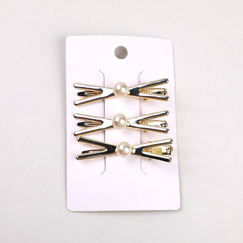 Fermaglio per capelli in lega con croce di perle