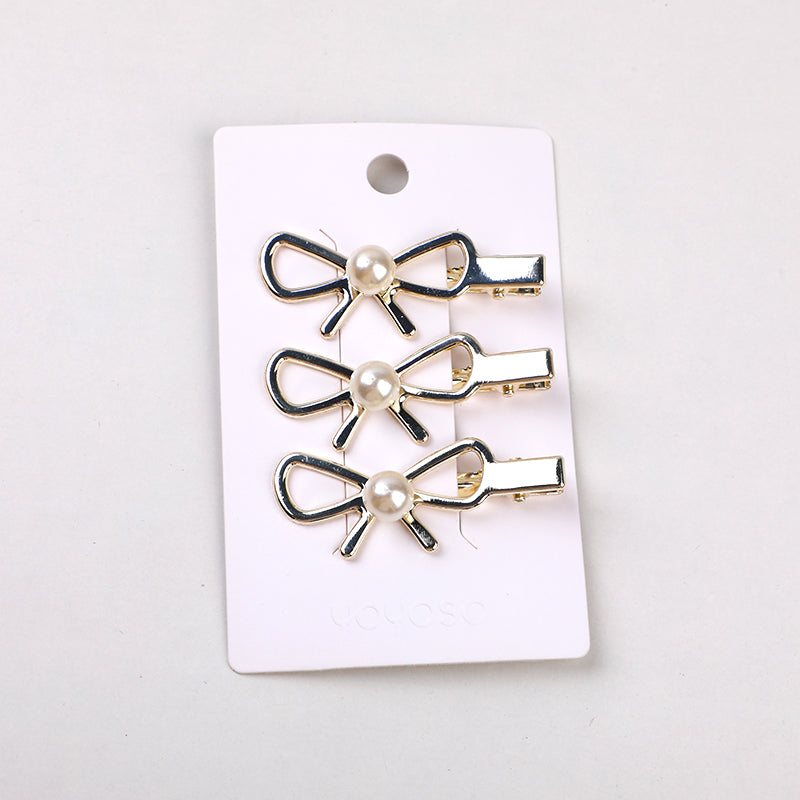 Fermaglio per Capelli in Lega con Fiocco di Perle