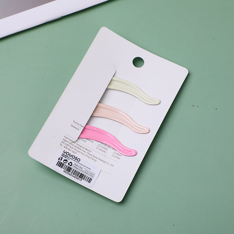 Fermaglio per capelli ondulato rosa colorato epossidico-3 pezzi