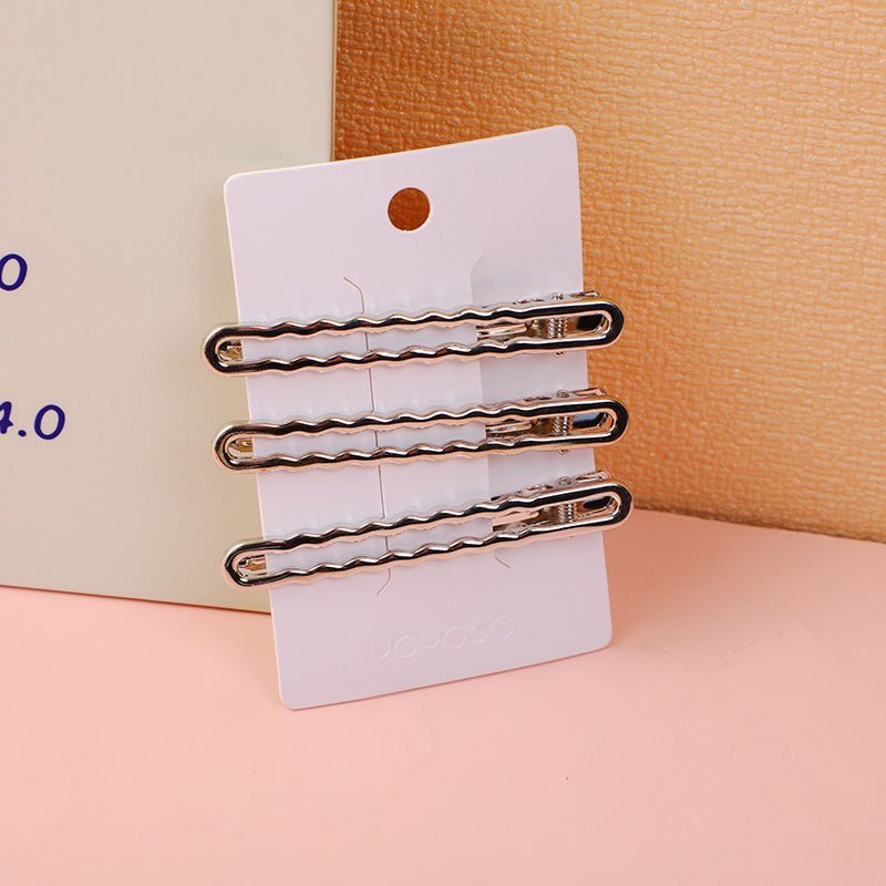 Grande fermaglio per capelli ondulato argentato-3 pezzi