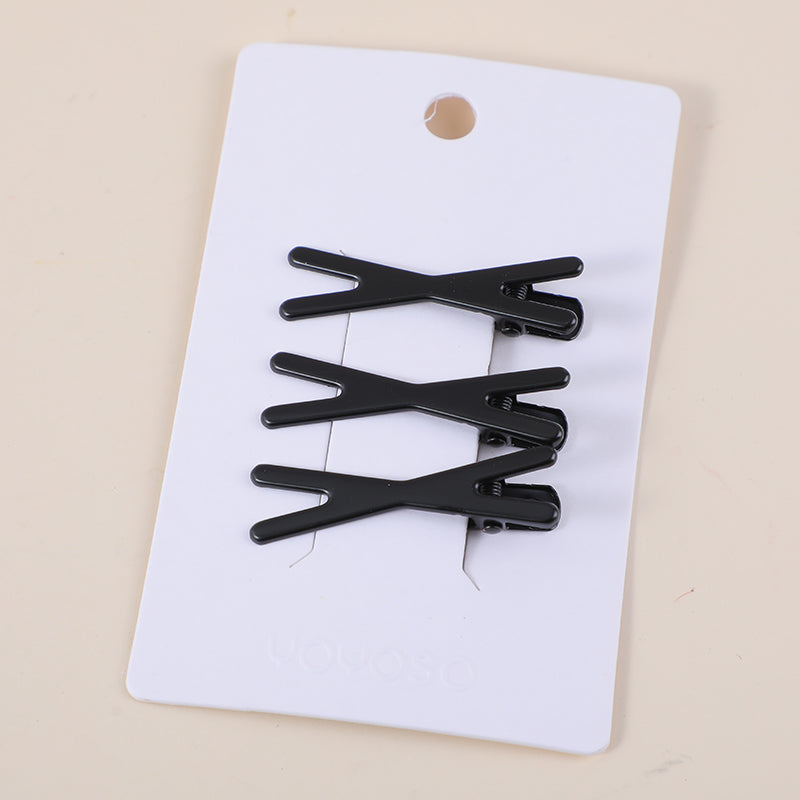 Clip a becco d'anatra a croce nero opaco - 3 pz