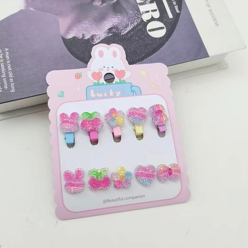 Elastici colorati a cartoni animati e fermagli per capelli combo -10pz