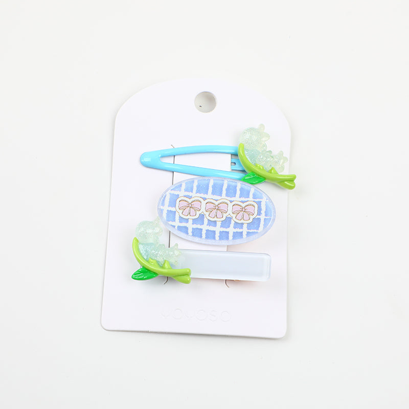 Set di fermagli per capelli con serie di piccoli fiori - 3 pezzi