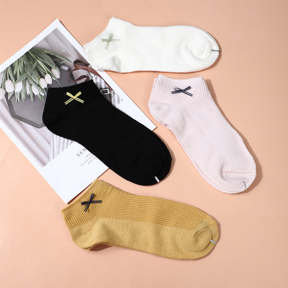 Calzini di cotone per bambini a strisce verticali di alta qualità in stile giapponese con comodo nodo a fiocco-2 paia