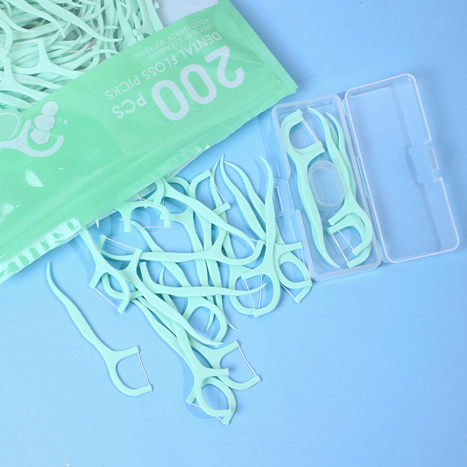 Barra di filo interdentale fine 200pz (con scatola) - Verde menta