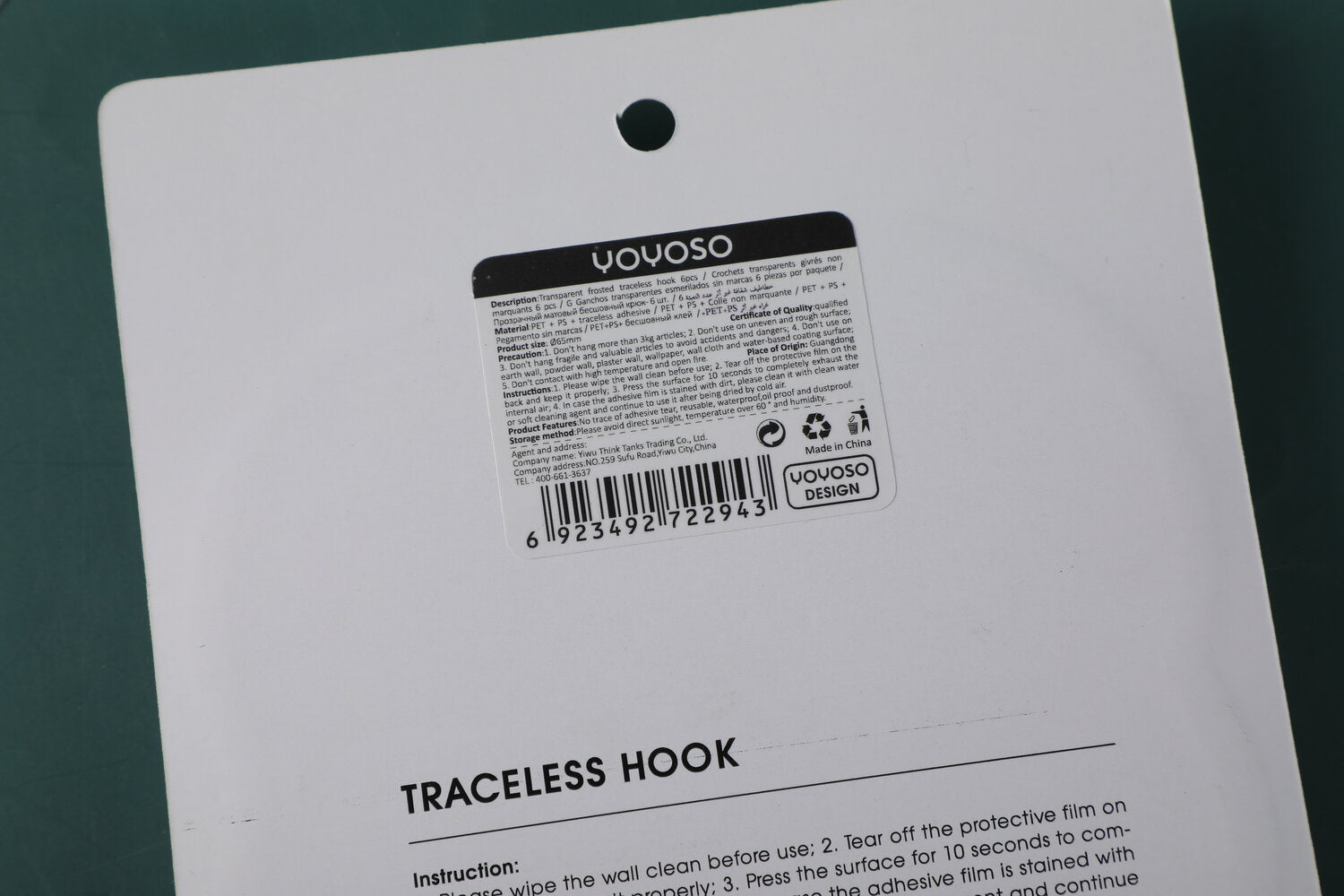 Gancio trasparente smerigliato senza traccia 6 pezzi