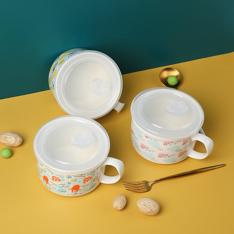 Ciotola di conservazione con motivi geometrici - media