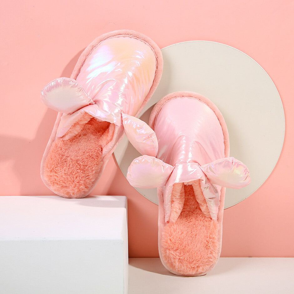 Pantofole in cotone per bambini in piuma laser - rosa 30-31