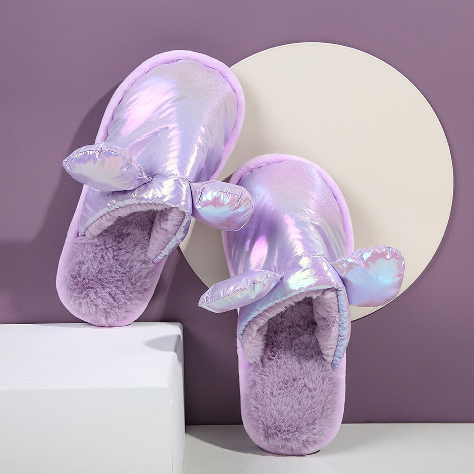 Pantofole in cotone per bambini per la casa in piuma laser-viola 30-31