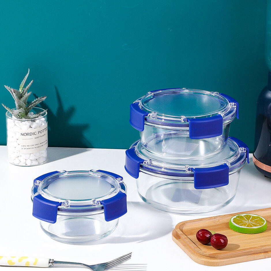Contenitore rotondo in vetro per alimenti freschi con chiusura a fibbia 950ml