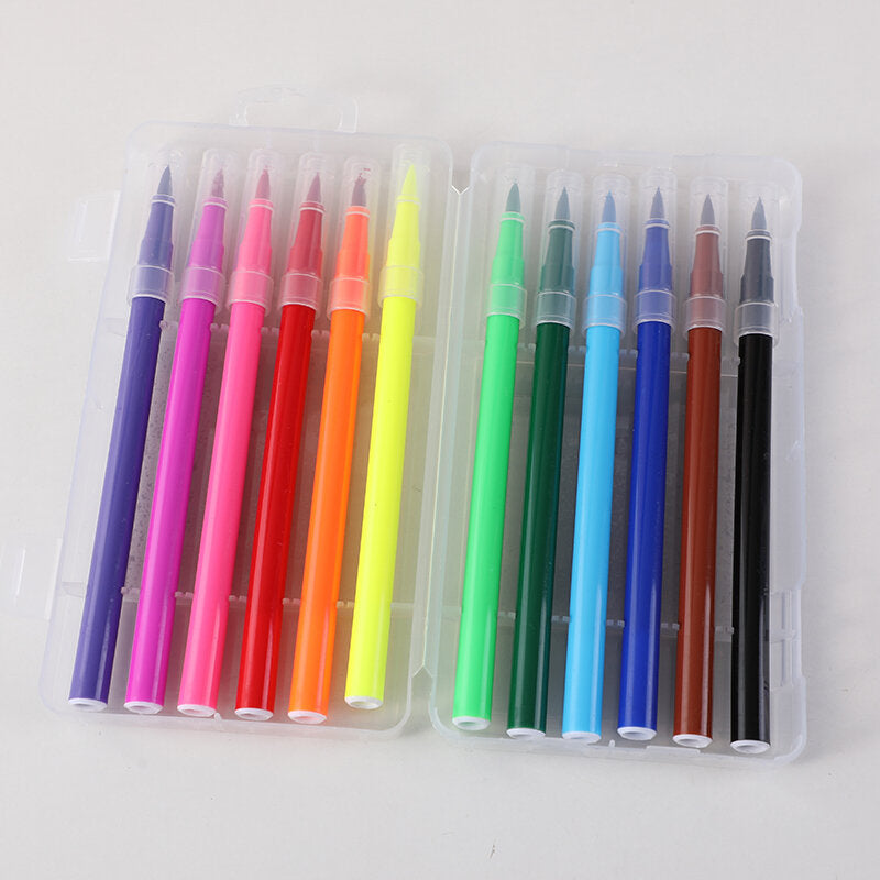 Penna acquerello lavabile a punta morbida 12 colori