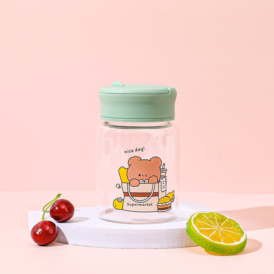 Bottiglia di vetro con simpatico animale - 350 ml