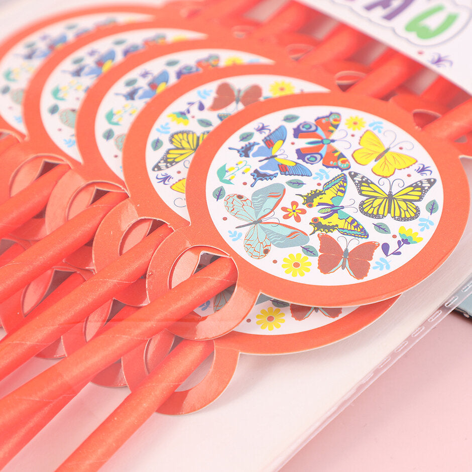 Farfalla in fiori serie cannuccia di carta (10pz)
