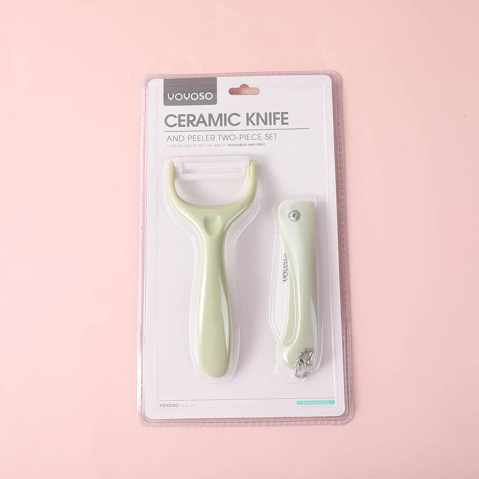 Set di due pezzi di coltello e pelapatate in ceramica