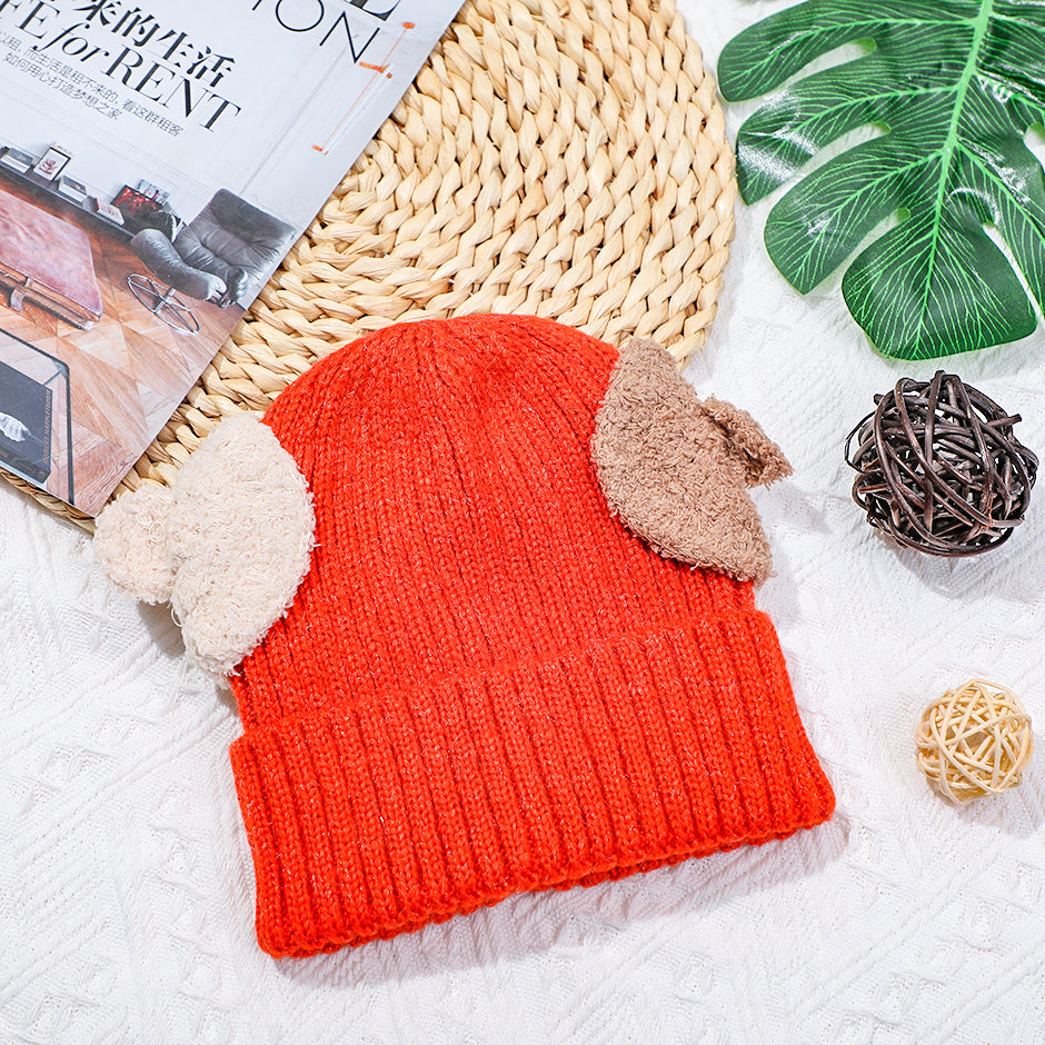 Cappello lavorato a maglia binaurale in colore a contrasto