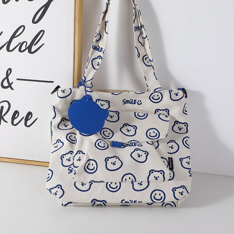 Borsa a tracolla grande con tasca a forma di orso