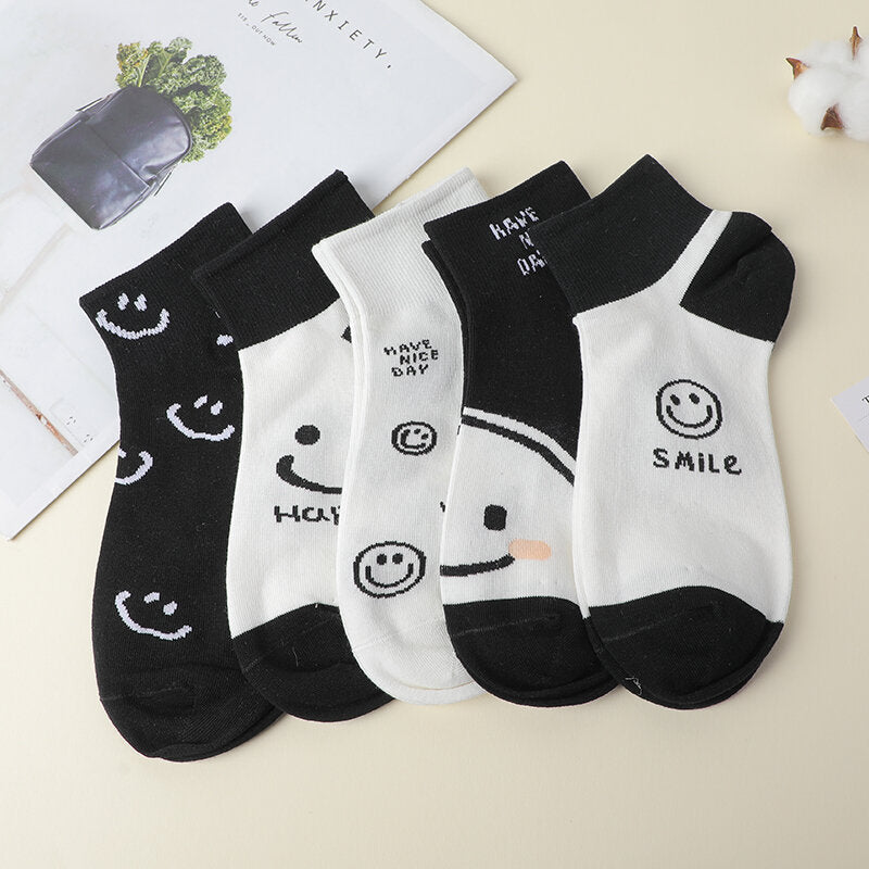 Calze da donna con volto sorridente di tendenza - 3 paia