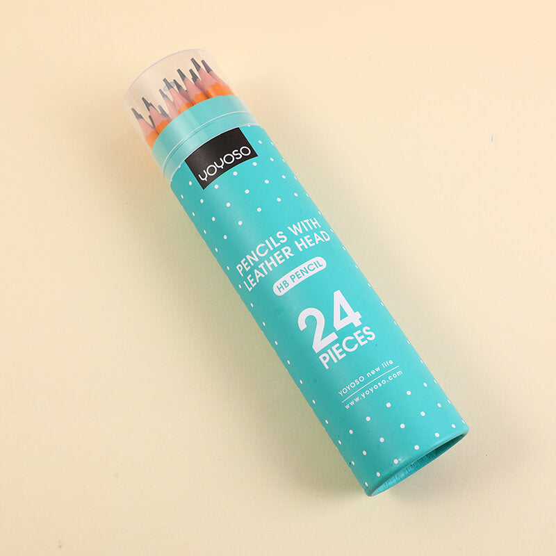 24 matite HB con testa in pelle