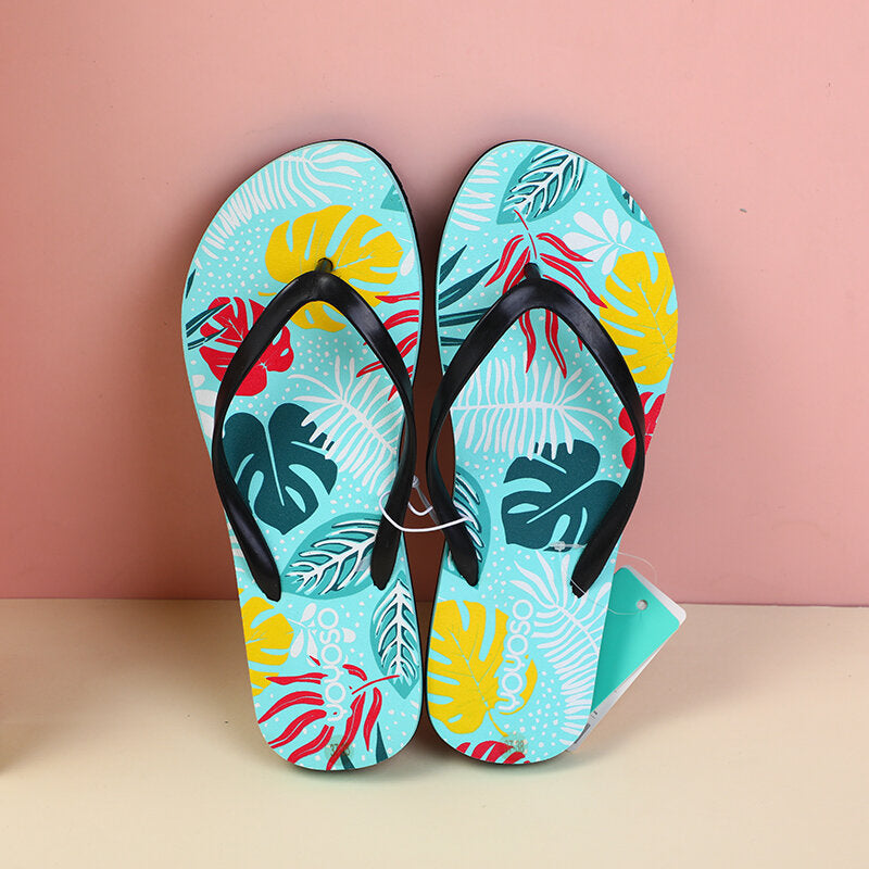 Infradito da donna con foglie di tartaruga tropicali 37-38