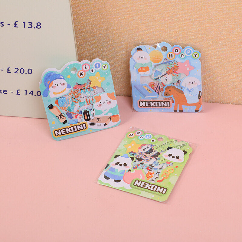 Set di adesivi vintage in stile carta glitterata con piccoli animali - 36 pezzi