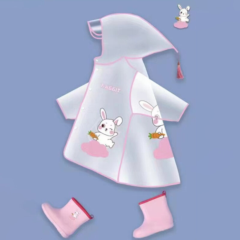 Impermeabile in EVA con orlo per bambini di coniglio cartone animato taglia XL