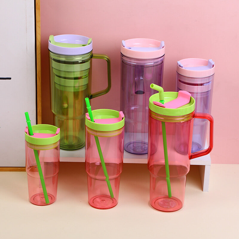 Set di 3 tazze per auto con cannuccia (1200 ml+750 ml+450 ml)