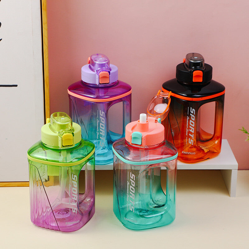 Bottiglia quadrata a colori sfumati pop-up di grande capacità - 1,7 l