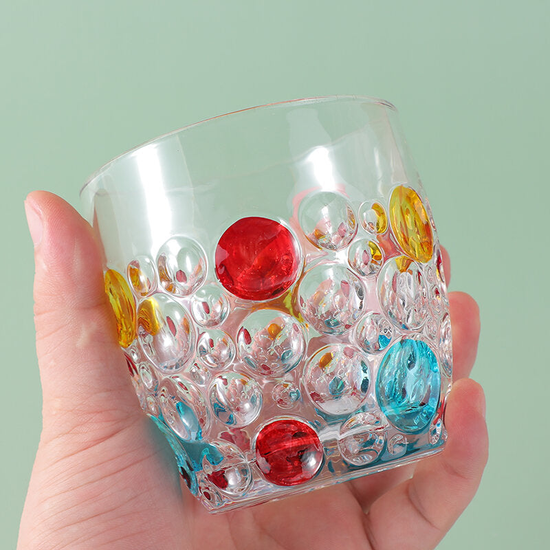 Tazza di vetro a bocca bassa dipinta a mano a pois-350ml