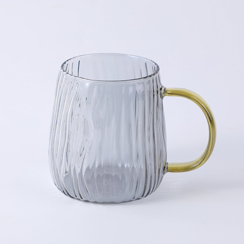 Tazza in vetro a righe verticali semplice 350ml-grigio nebbia