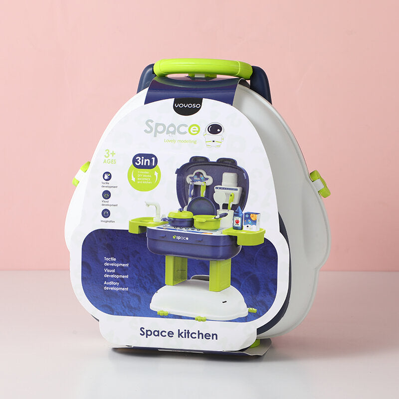 Role-paly cucina cucina morphing blocchi di costruzione zaino 3 in 1- tema spaziale