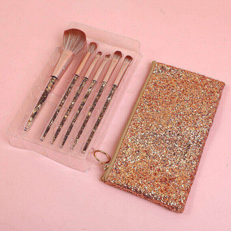 Set di pennelli per il trucco Flash Gold 6 pezzi + custodia