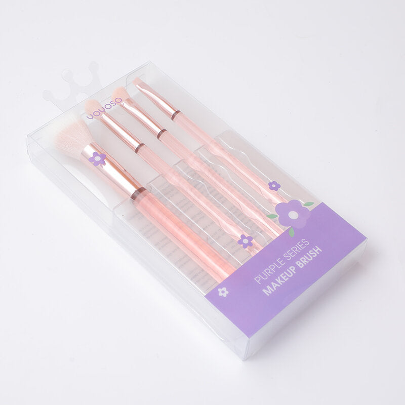 Set combinato di pennelli cosmetici 4 pezzi in cristallo rosa