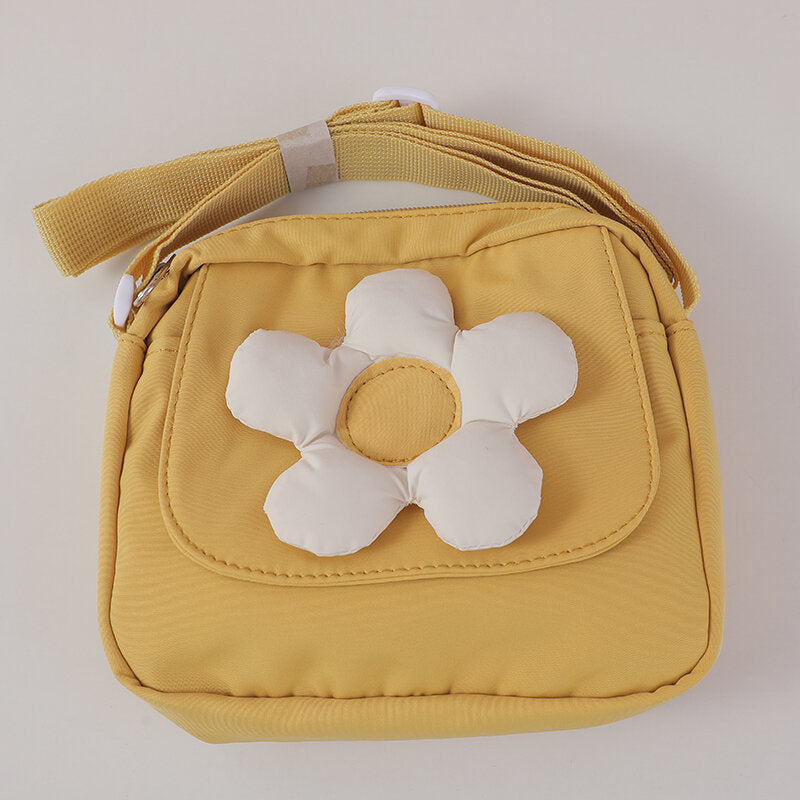 Borsa a tracolla con fiore 3D di peluche