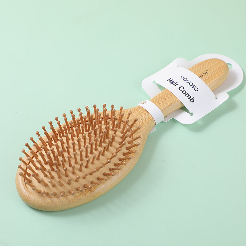 Pettine ovale di bambù in silicone con ago a cuscino d'aria - Grande