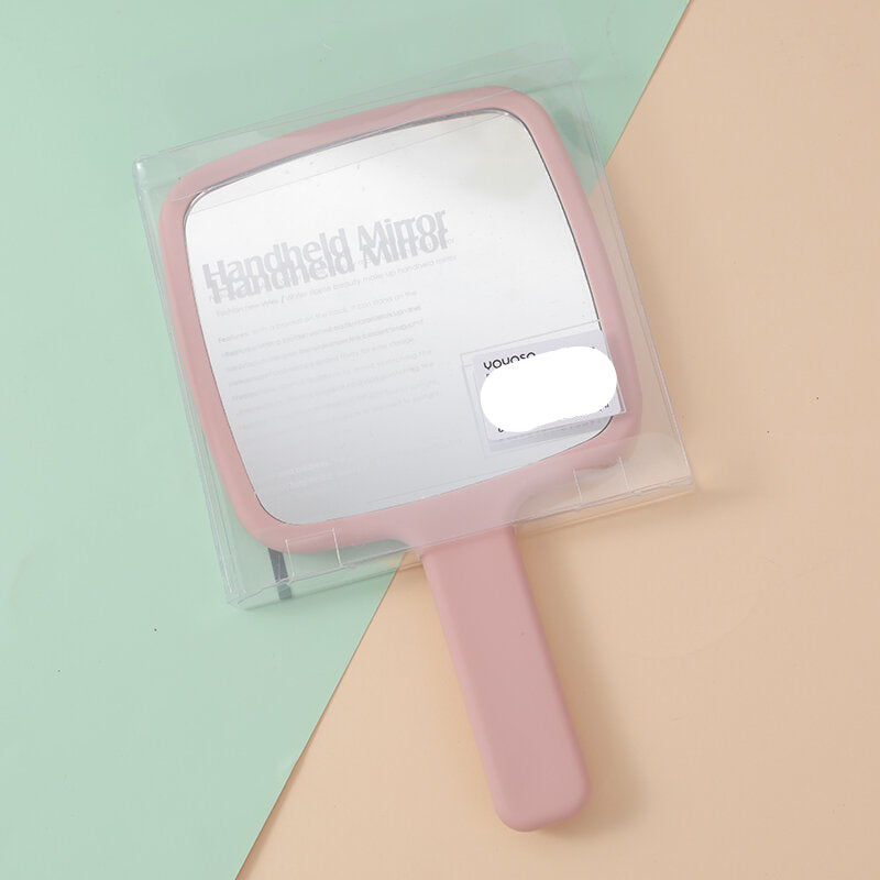 Specchio di bellezza quadrato ondulato satinato con maniglia