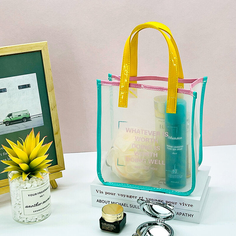 Borsa portaoggetti quadrata con serie di lettere a rete