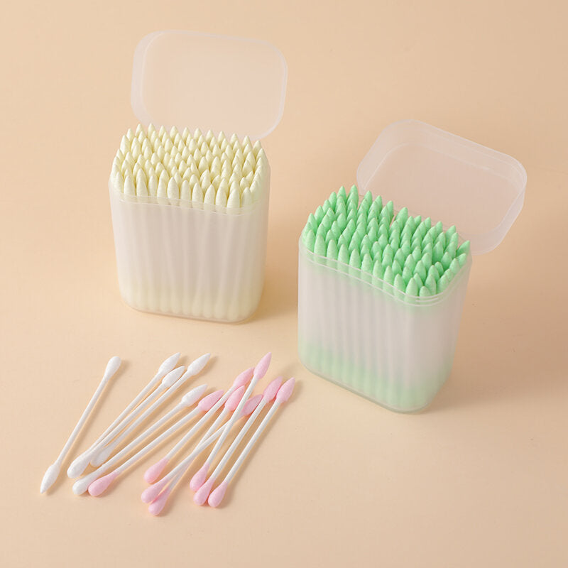 400pcs smerigliato scatola carta bastone colorato cotton fioc -punto e l'estremità rotonda (100 pezzi * 4 confezioni)