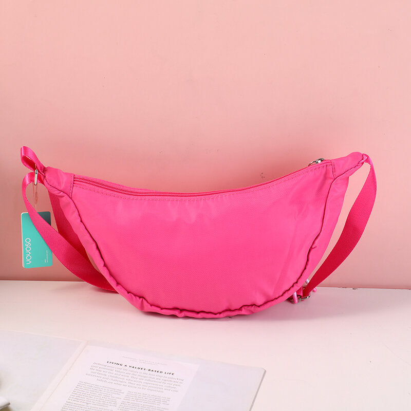 Borsa crossbody con logo del coniglio alla moda con cerniera - rosso rosa